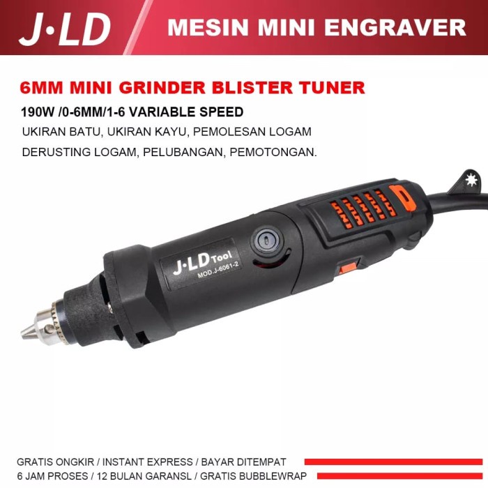 JLD Mini grinder bor tuner botol ukir batu kayu grafirukiran6mm