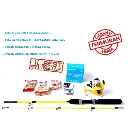 Free Umpan 1 Set Alat Pancing Komplit Joran Fiber Dengan Reel 6 Bb
