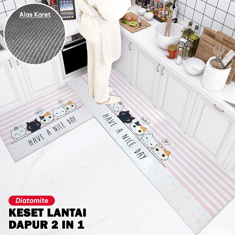 D2C6 - Keset Kaki Set 2 in 1/ Keset Ukuran 40x60 dan 40x120/ Keset Diatomite/ Keset Dapur/ Keset kamar Mandi/ Keset Anti Slip/ Keset Kaki Dapur Set 2 in 1 40x60 dan 40x120