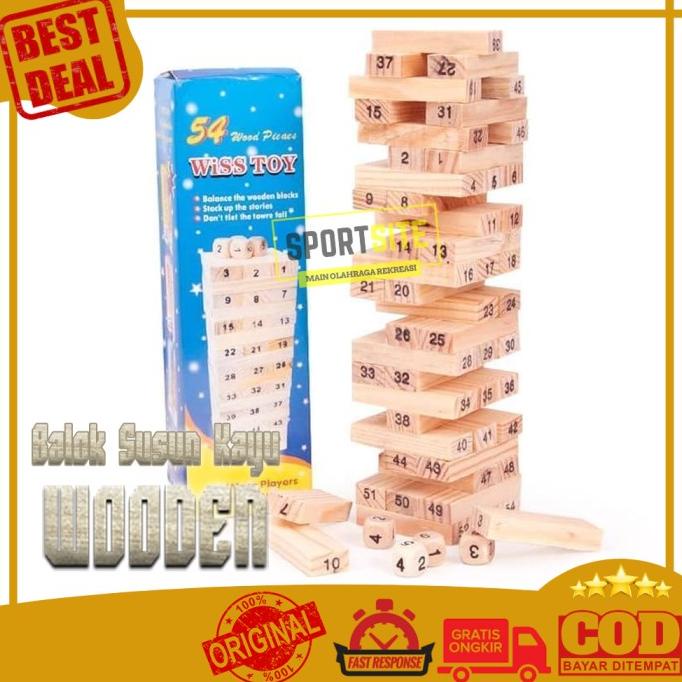Balok Susun Kayu Uno Stacko Wooden Besar Wiss Toy Angka Board Game Kode 985