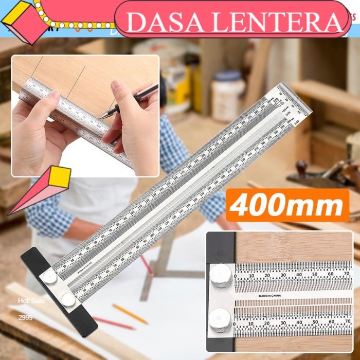 

Sarila Penggaris Mark Line Gauge T-Type Ruler Penanda Kayu Tukang Penggaris