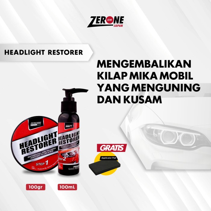 Promo Pengkilap Lampu Mika Headlamp Menguning Zerone Headlight Restorer