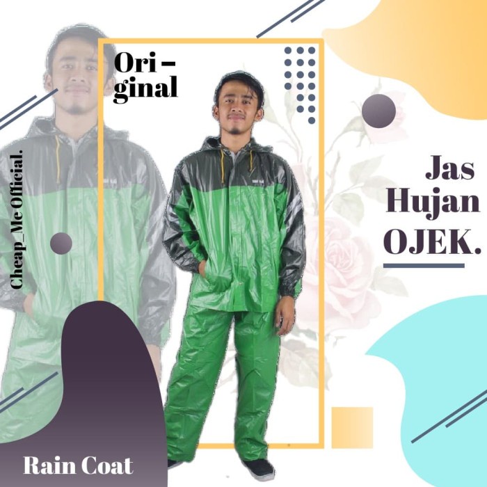 Jas Hujan Setelan Ojek Gojek Grab Jaket Celana Elmondo 932 Ready