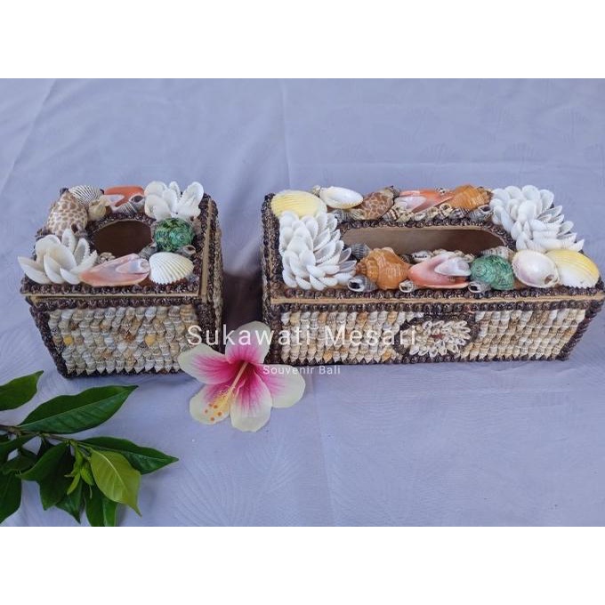Open DS] Tissue Box Tempat Tisu Unik Hiasan Kerang Laut Kerajinan Souvenir Bali