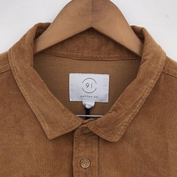 Cotton On Curduroy Shirt Overshirt Jacket Kemeja Brown Cokelat Pria Wafamart00