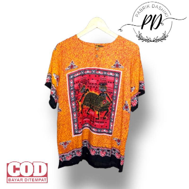 Baju etnik motif ikan warna/ baju pria wanita/ baju santai/ baju kaos etnik ikan