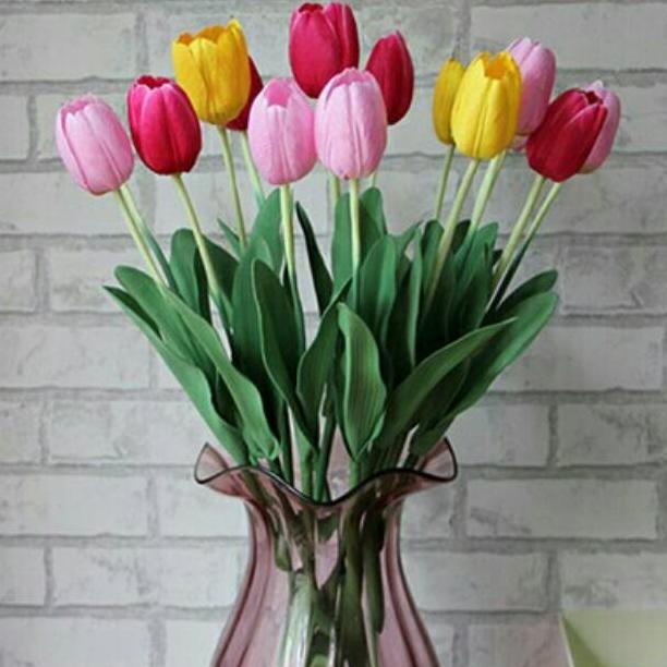 Produk Terbaik] Bunga Tulip Latex/Artificial Besar Hiasan Palsu Plastik Dekorasi Rumah