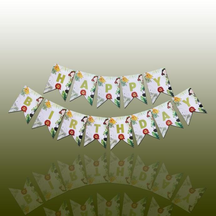 Ready oke] Banner Happy Birthday Jungle