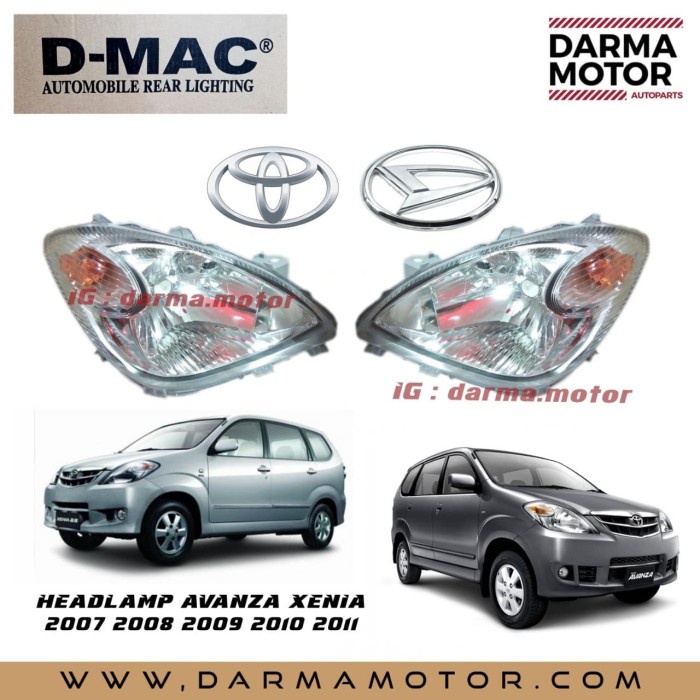 HEADLAMP LAMPU BESAR AVANZA XENIA 2007 2008 2009 2010 2011 D-MAC ORIGINAL