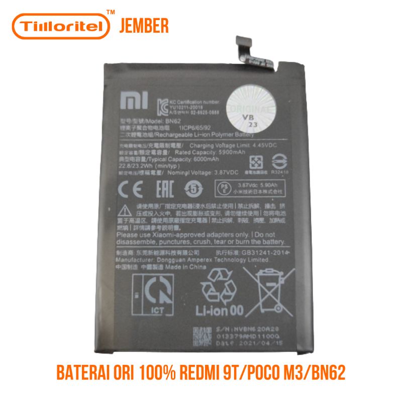 BATERAI ORI REDMI 9T/POCO M3/BN62