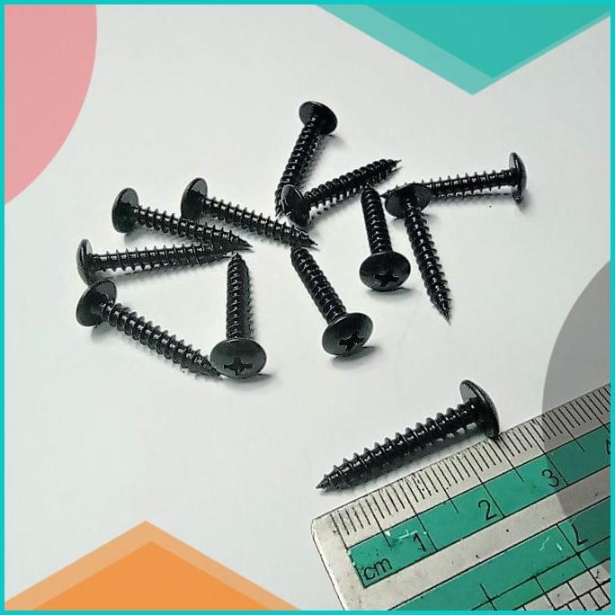 x100pcs Sekrup M4x25 / #8x1'' TS TSAT TSAB PT 2,5cm Hitam Speaker 20J