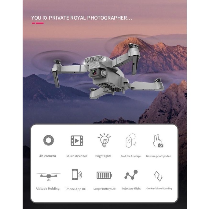 Drone E88 Pro 4K Camera Drone Dual Camera Mini Drone