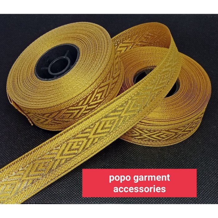 Terbaru New Pita / Renda India/Etnik/Renda Gamis Emas 2.5 Cm -/+15 Meter Promo Terlaris