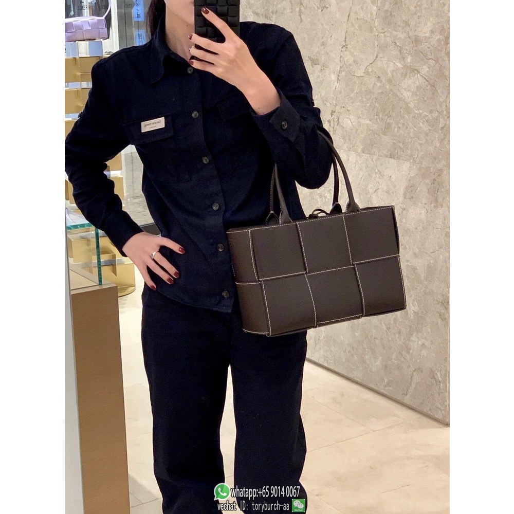 three grids BV medium arco open shopper handbag casual sandy beach tote bag authentic quality