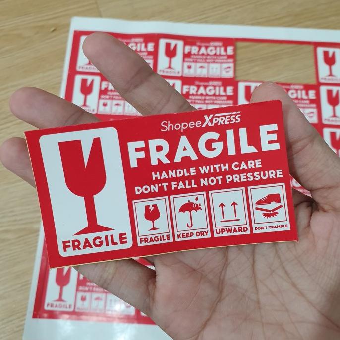 

(8x5 CM) Sticker Fragile / Stiker Pecah Belah Jangan Banting Packing