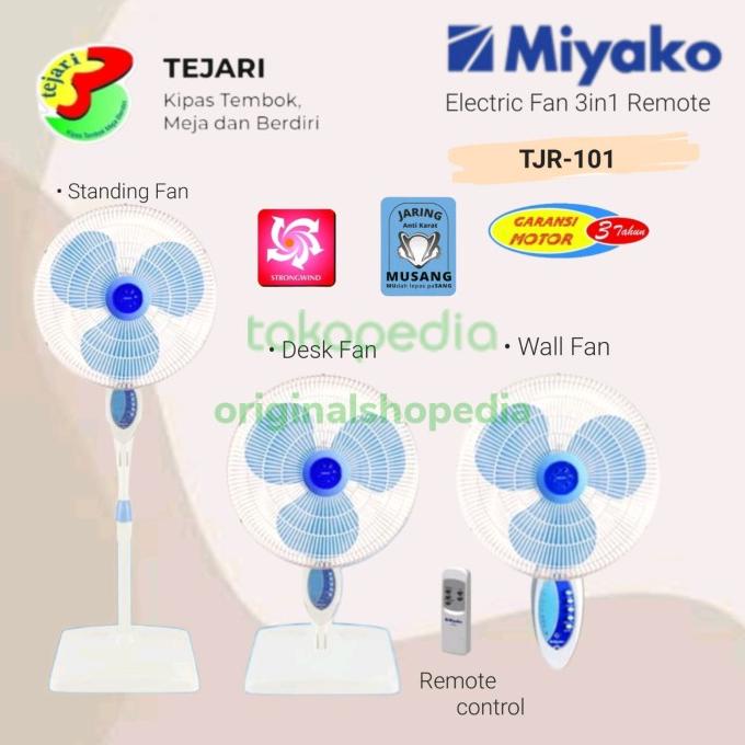 ><><><] MIYAKO TJR-101/KIPAS ANGIN MIYAKO / 3IN1 /KIPAS REMOTE 16 INCH