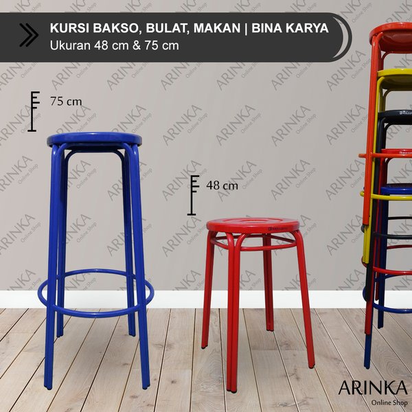 Kursi Bakso Besi Kursi Bar kursi Bulat Kursi Tinggi 48 & 75 cm