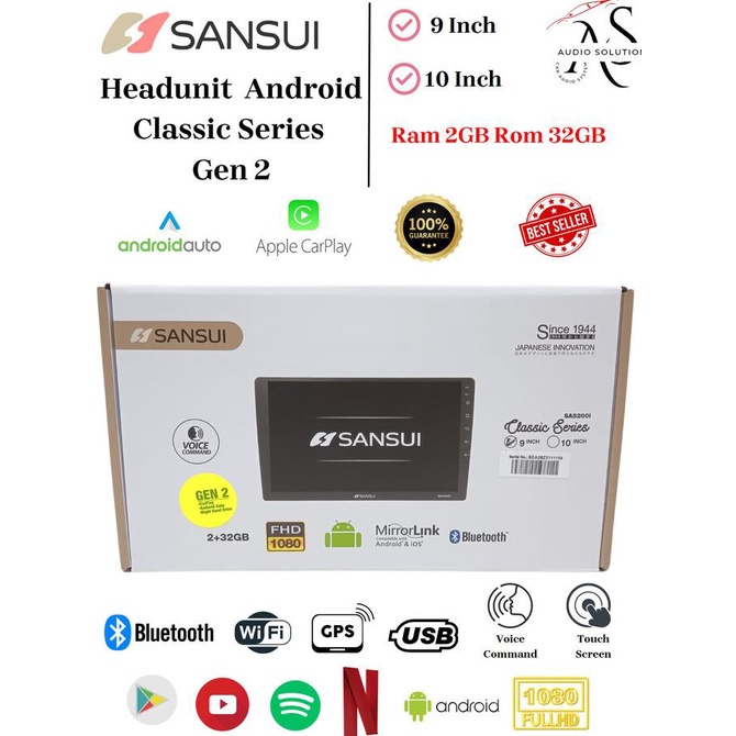 Head unit android sansui Classic series GEN 2 9inch Carplay 2/32