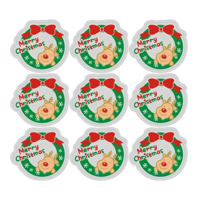 

Terlaris Merry Christmas Rudolph Wreath Stickers Stiker Natal Xmas Hadiah Paket Original