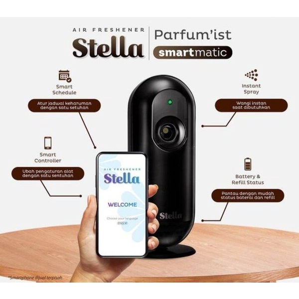stella matic alat parfumist hitam smart matic+refil