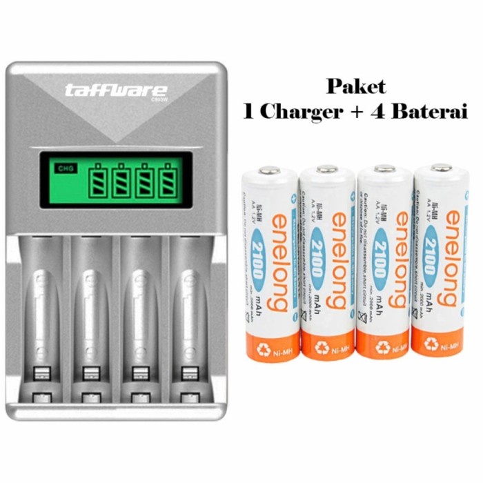 TAFFWARE FAST CHARGING CHARGER + BATERAI TAMIYA MAINAN AA CASAN BATRE
