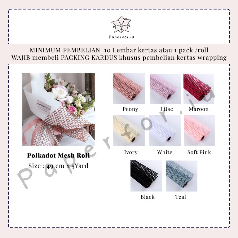

Kertas Buket Bunga Cellophane Bucket Wrapping Paper Florist Polkadot Mesh Roll