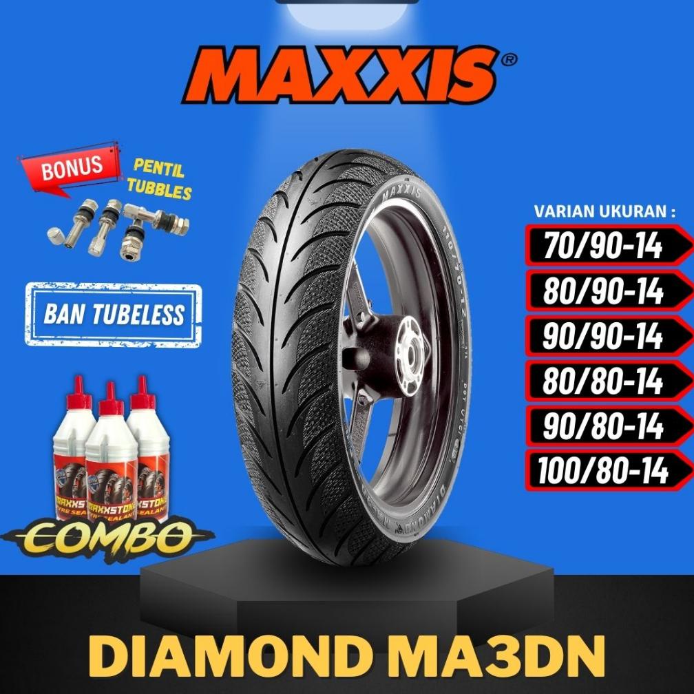 Promo [Ready Cod] Ban Maxxis Diamond Ma-3Dn Tubeless (70/90-14 / 80/90-14 / 90/90-14 / 80/80-14 / 90/80-14 / 100/80-14 ) Ban Motor Matic / Ban Maaxi Ring 14 / Ban Honda / Ban Yamaha / Ban Maxxis Ma-V6 / Ban Maxxis M6239 Tl