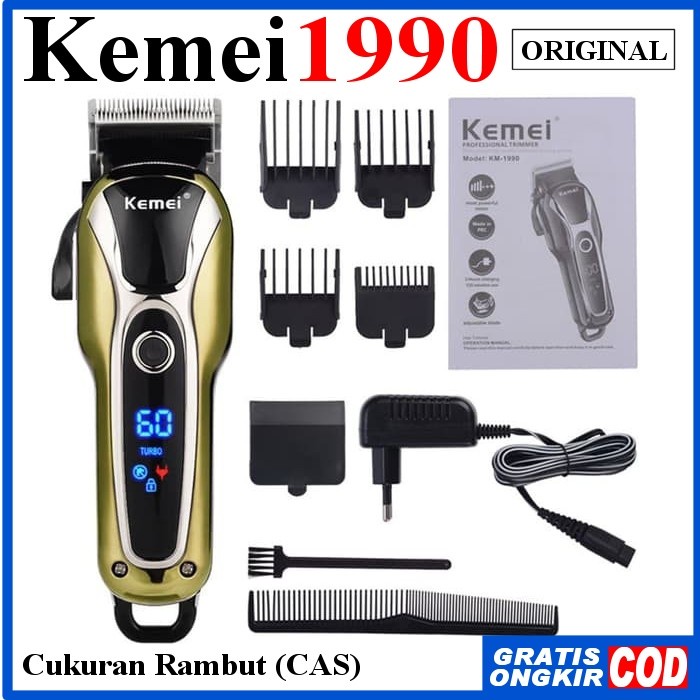 [New Ori] Kemei 1990 Alat Cukur Rambut Turbo Hair Clipper Cordless Km-1990 Limited