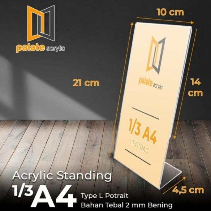 

din Acrylic Tent Holder / Akrilik Tent Card 1/3 A4 L Portrait 2mm