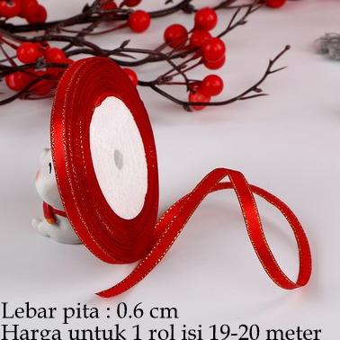 

ern Pita Merah 0,6cm / Pita Kado Natal Imlek Hadiah Hamper