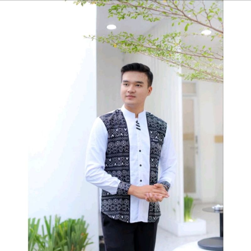 Baju Koko batik Suku jarilist lengan panjang elrumi