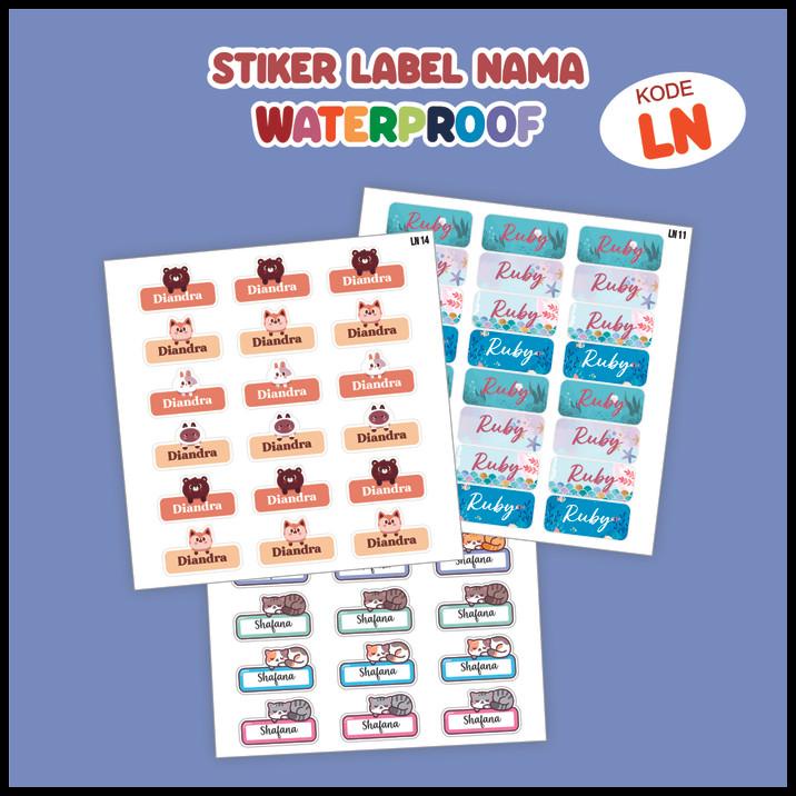 

HOT DEAL STIKER LABEL NAMA ANAK WATERPROOF CUSTOM 48-54 PCS