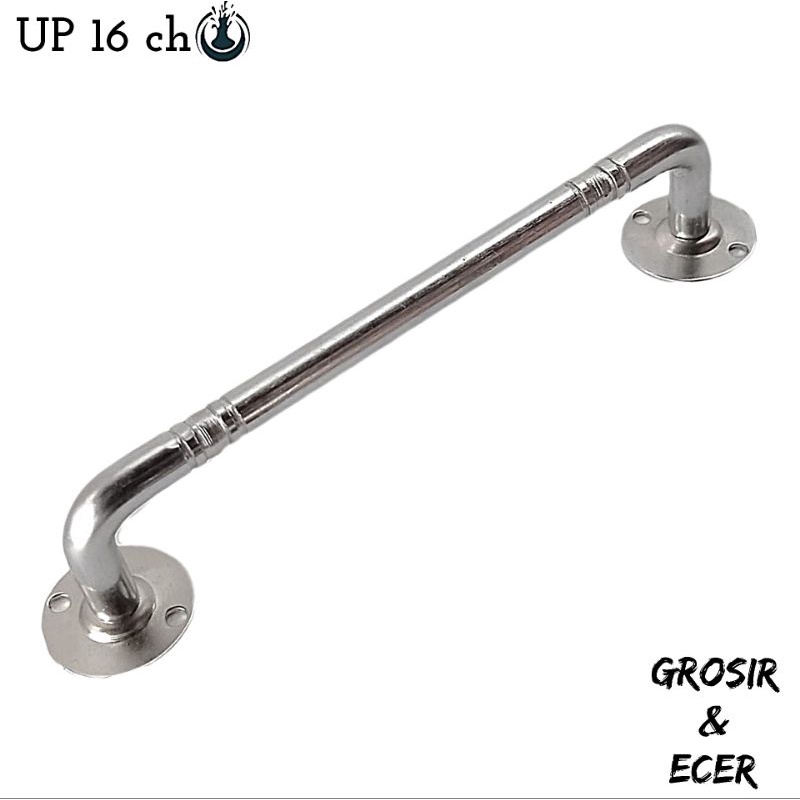 Handle Laci Gagang Pintu Gagang Lemari Tarikan Jendela Minimalis Model Gawang Polos Chrome 16cm