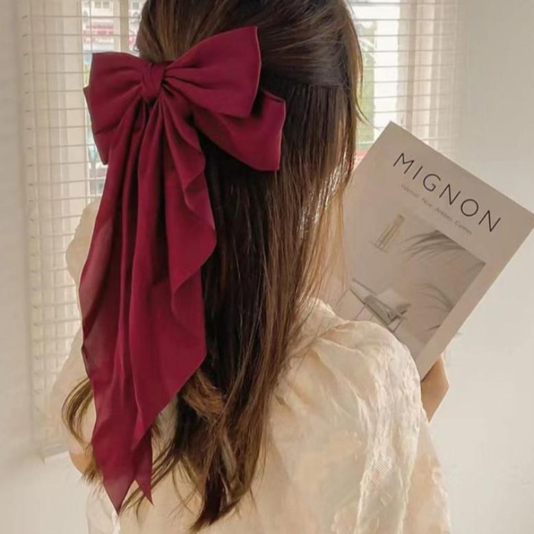 Jepit Rambut Pita Ribbon Bahan Satin Panjang Korea