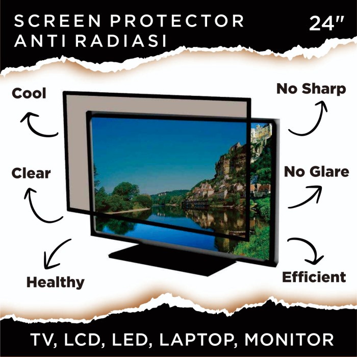Bae 24Inc Protector Screen Led, Kaca Mata Lensa Anti Radiasi Monitor Pc Tv