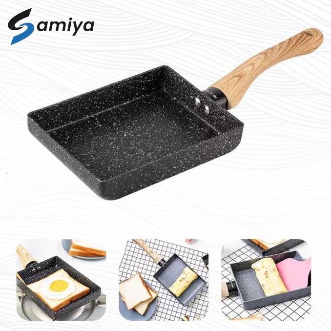 wajan penggorengan frying pan kotak persegi anti lengket 13x18cm