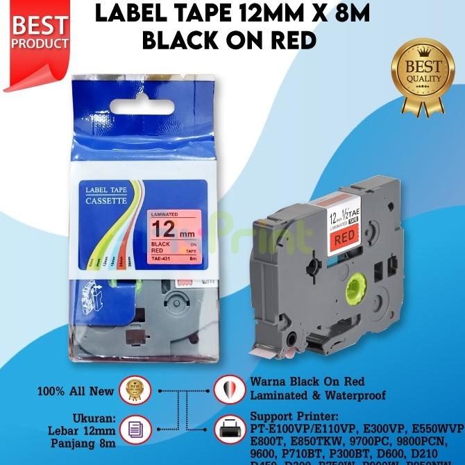 

Label Tape Tze231 12Mm 8M Tze-431 631 334 Pt-H110 D210 Black On Red Star