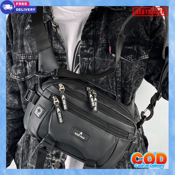 Waist Bag Simple Tas Bahu Cowok Import Wesbag Terbaru 2024 Slingbag Cowok Keren Waistbag Gaya Korea 
