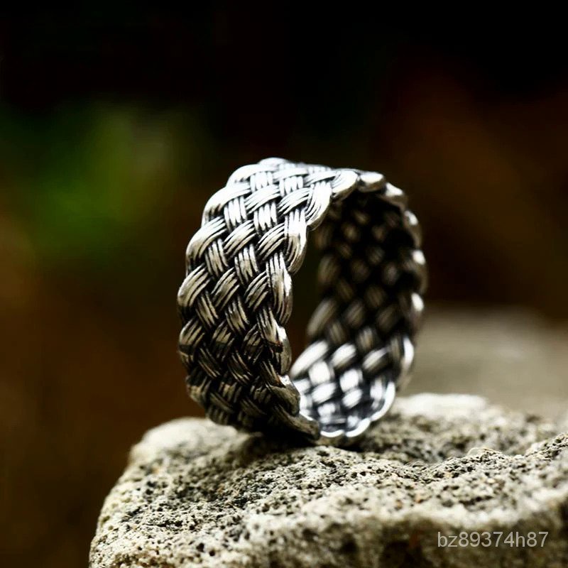 Cincin Salib Berjalin Tak Terbatas Antik untuk Pria Hiop Baja Tahan Karat Odin Norse Viking Cincin S