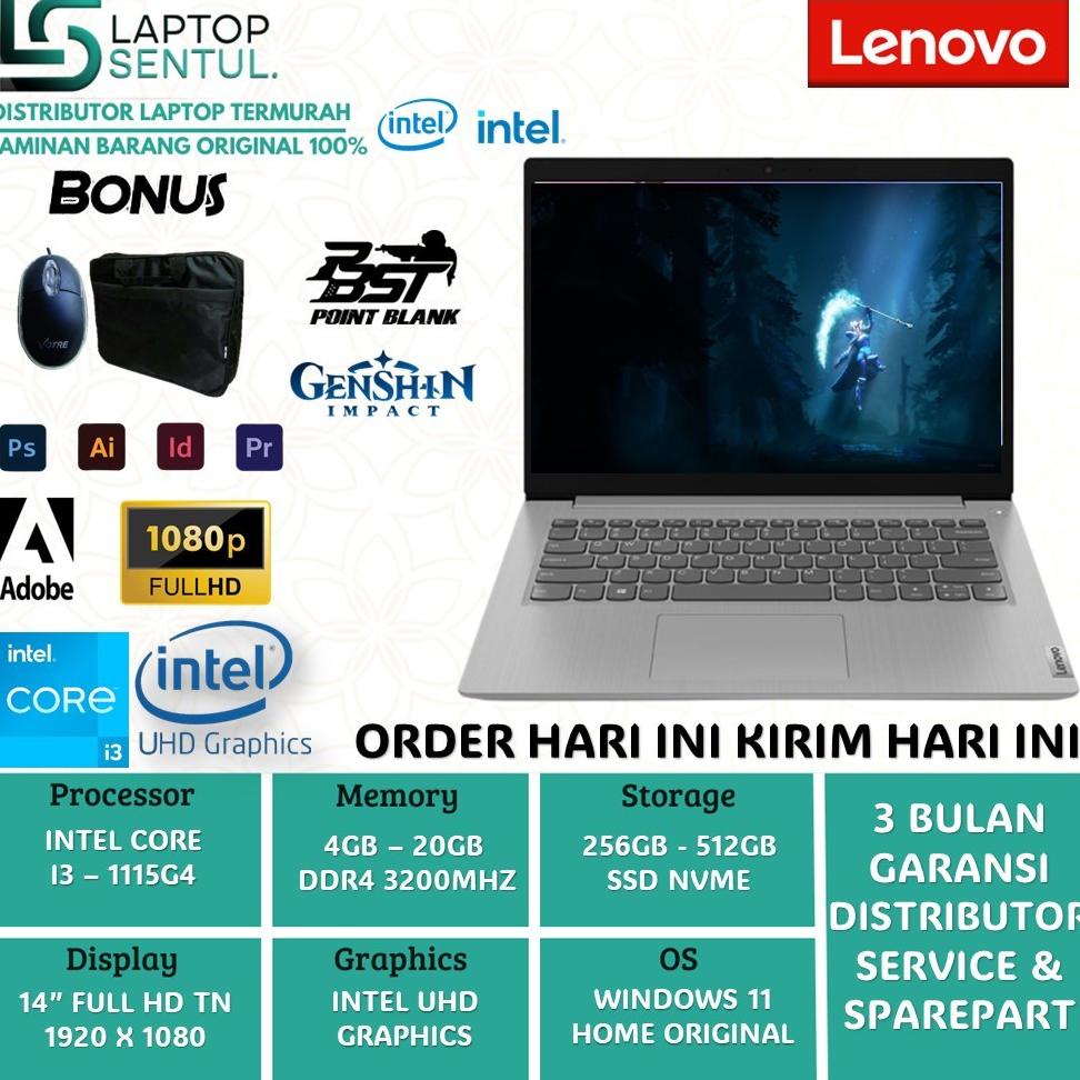 Laptop Lenovo Ideapad Slim 3i 14 Intel Core i3 1115G4 RAM 20GB SSD 512GB FHD WINDOWS 11 ORIGINAL