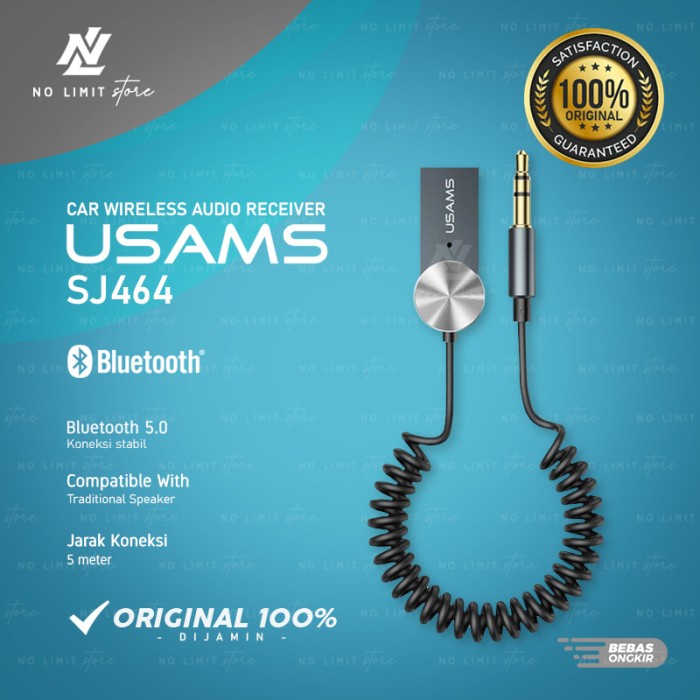 USAMS SJ464 Car Bluetooth Wireless Audio Receiver - Bluetooth Mobil