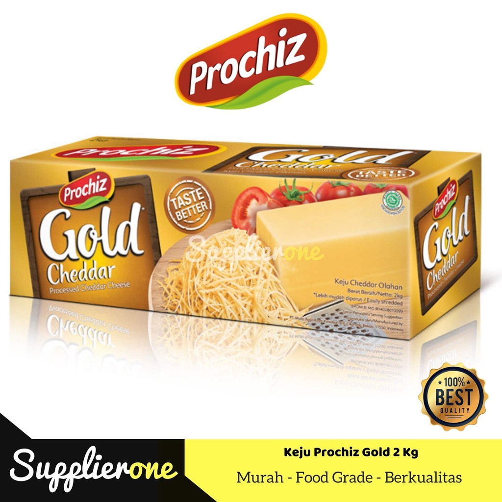 

Prochiz Keju Cheddar Gold 2Kg / Keju Cheddar Prochiz / Keju Parut / Keju Serbaguna