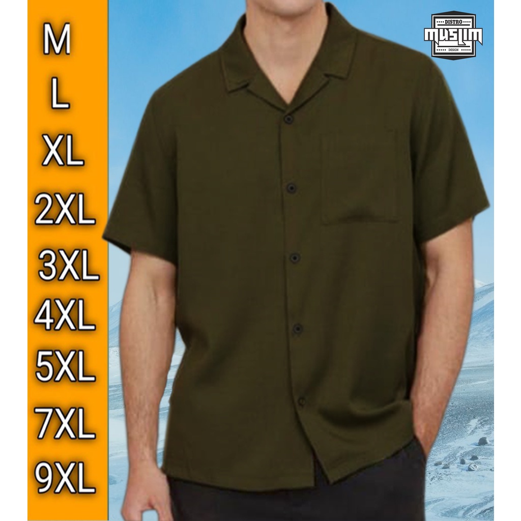 [LIMITED] BEST PRODUCT Kemeja Rayon Hawai Polos Pria Dewasa Lengan Pendek Jumbo Pria Dewasa Big Size