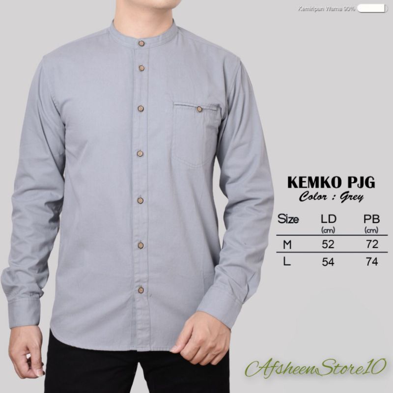 Kemeja Koko Kemko Kemeja Pria Kerah Sanghai Polos Lengan Panjang Brand Agera