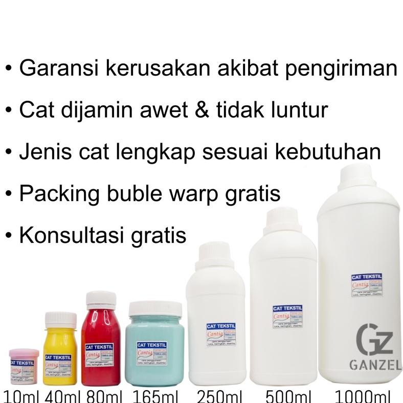 

Berkualitas Cat Kain Cantiq (40ml) Tekstil Textile paint Fabric colour Waterbased Kaos Jeans Suede Sutra Sol Sepatu Midsole Kanvas Tas i Kulit Vinyl Kaca Repaint Tiedye Colet Ombre Semprot Spray Permanen Waterproof Awet Anti luntur Cat lukis by Ganzel ,,