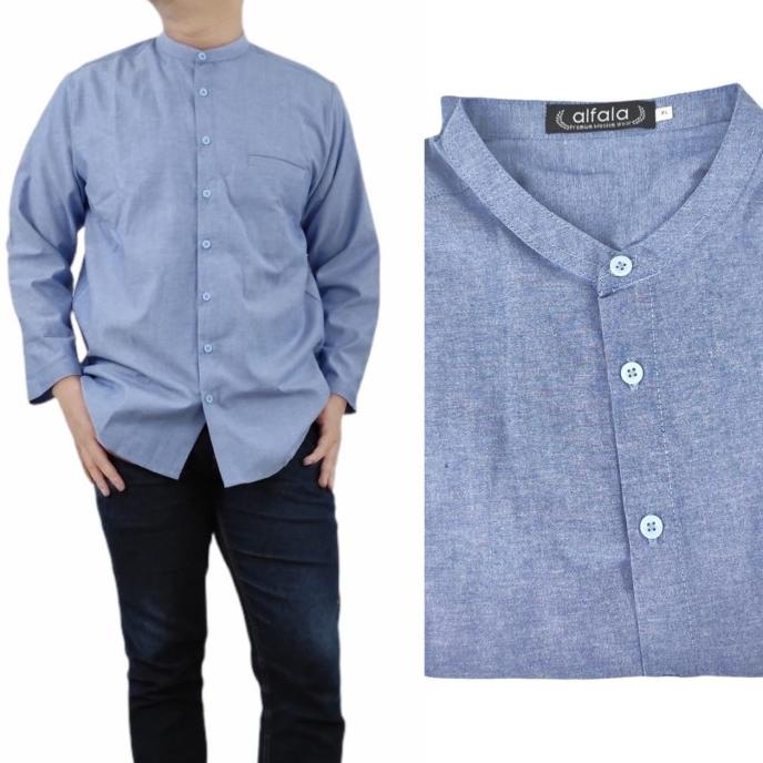 Kemeja Pria Lengan Panjang Jumbo Kerah Koko Shanghai Oxford Premium