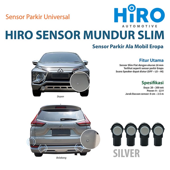 ✅New Ori Hiro Europe Style Sensor Parkir Mobil Slim Warna Silver Berkualitas