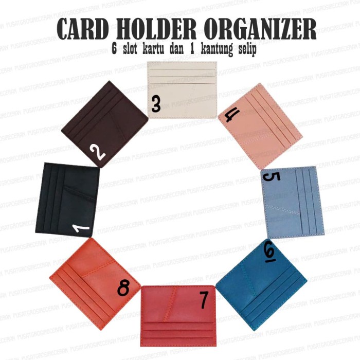

] Card Holder Organizer 6 slot kartu bahan PVC Leather Kulit Sintetis