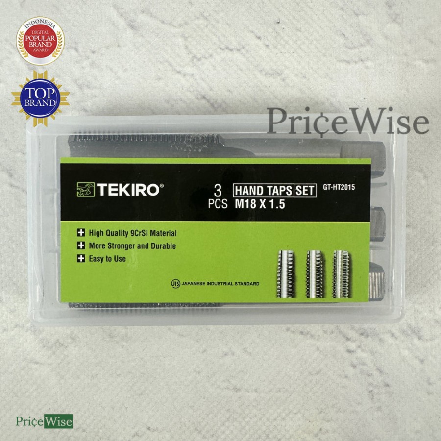 Hand Taps Set 3 pcs M18 x 1.5 / 2 / 2.5 Tekiro / Hand Tap / Pembuat Drat
