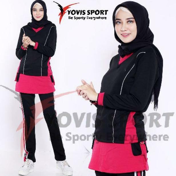 Stelan senam jumbo / baju senam / celana senam / Fanta Hitam